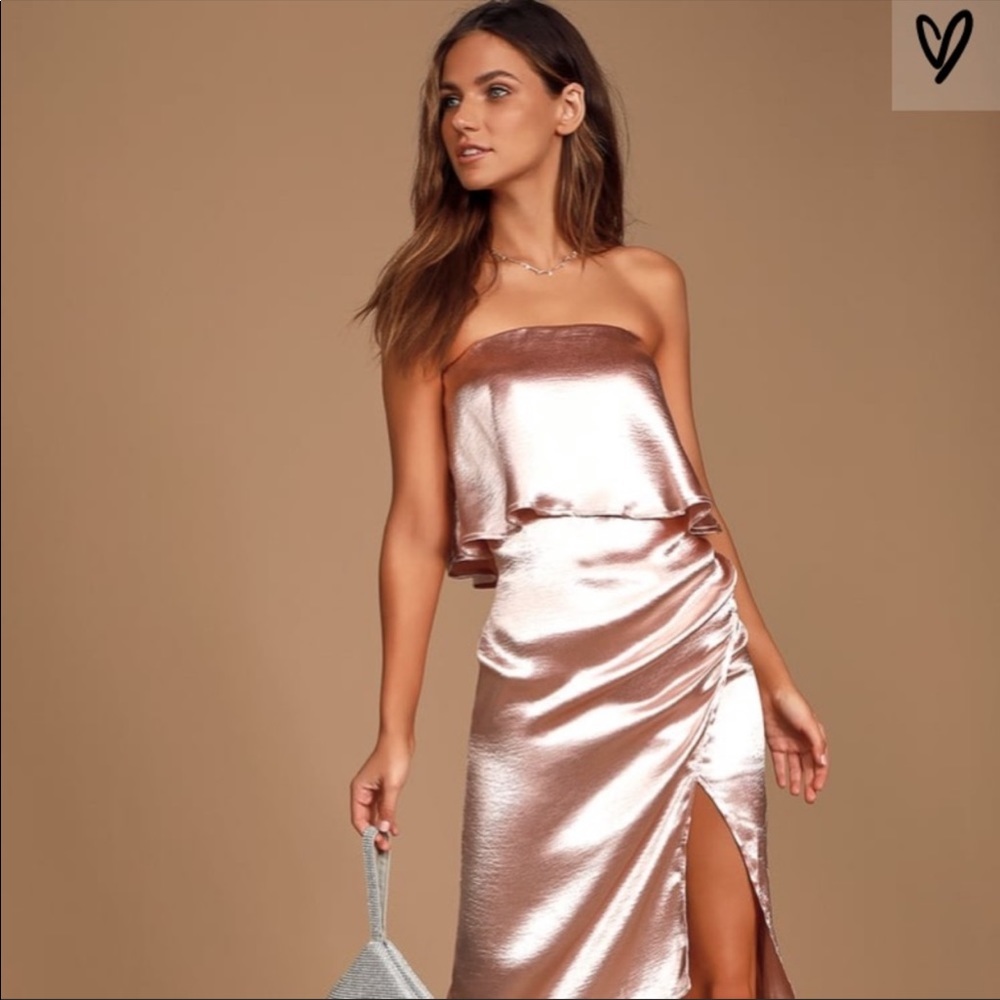 Lulu’s Satin Strapless Pink Dress XL